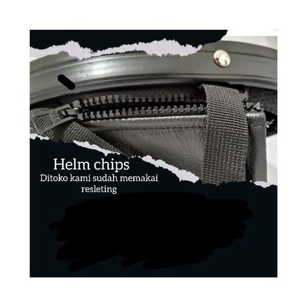 [Expert] Helm Chips Cetok Retro polos Hitam glossy kaca datar Flat visor-helm