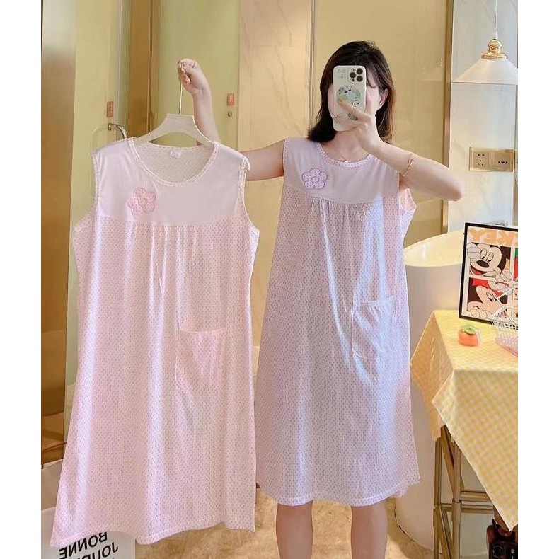 Baju Daster Wanita Tanpa Lengan Baju Tidur Lengan Pendek Remaja Cewek Ready