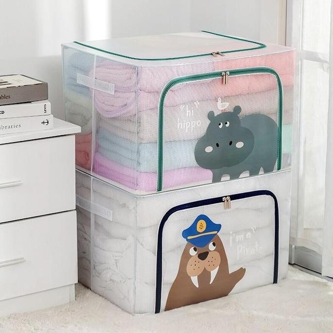 

Terlaris Storage Box Jumbo Transparan Kotak Penyimpanan Organizer Double Zipper