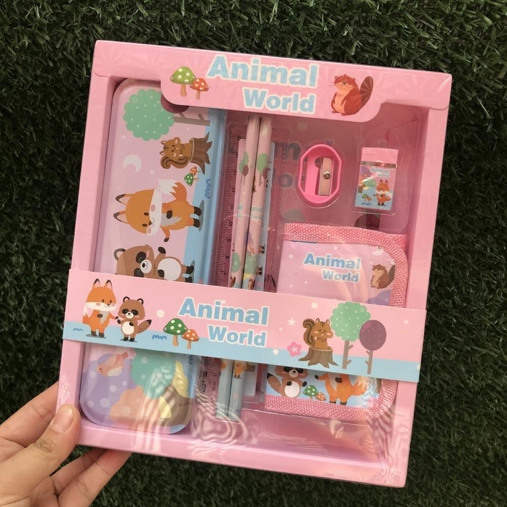 

INDOLAPAK (ATS06) Kotak Pensil Anak Set 7 In1 Stationery Untuk Hadiah Anak Sekolah / Kotak Pensil Karakter Murah Stationery Set 8in1 / Alat Tulis Set