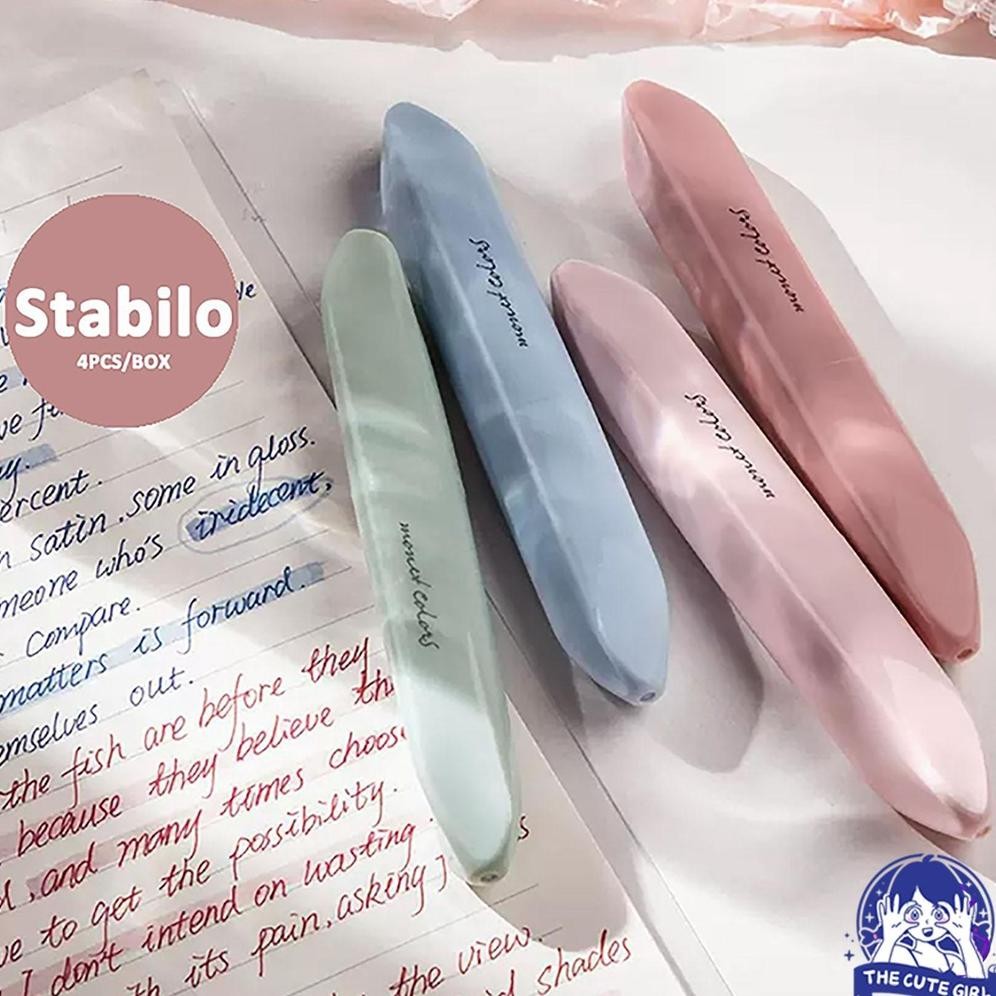 

4pcs/Box Soft Tip Stabilo/highlighter Soft-head high-value student with color marker berkapasitas besar hand account pen- Stazionario- Stazionario