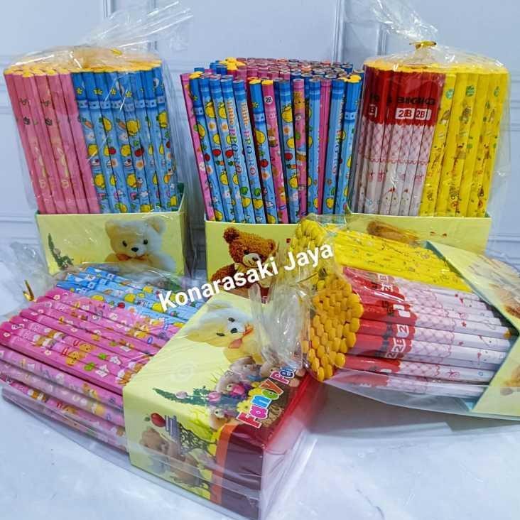 

100 PCS PENSIL 2B KAYU KARAKTER FANCY ISI 100