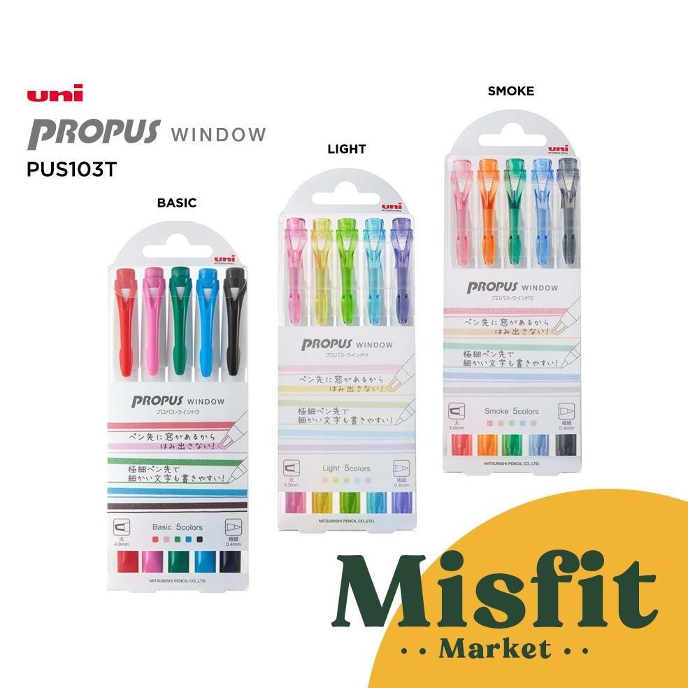 

UNI Propus Window Highlighter (5 Colors Set) Marker Light Basic Smoke