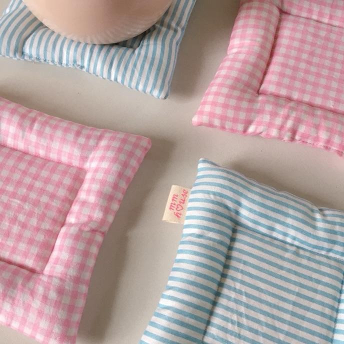 Puffy Coaster Tatakan Gelas Kain Gingham Aesthetic Kotak Kotak