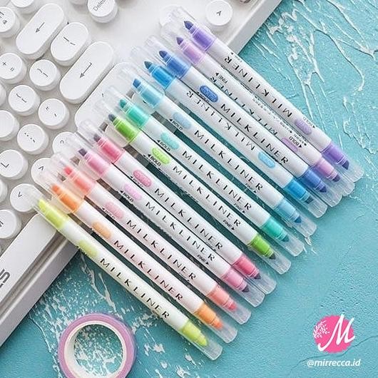 

12 PCS SET MILKLINER TWIN TIP HIGHLIGHTER - PENANDA TULISAN