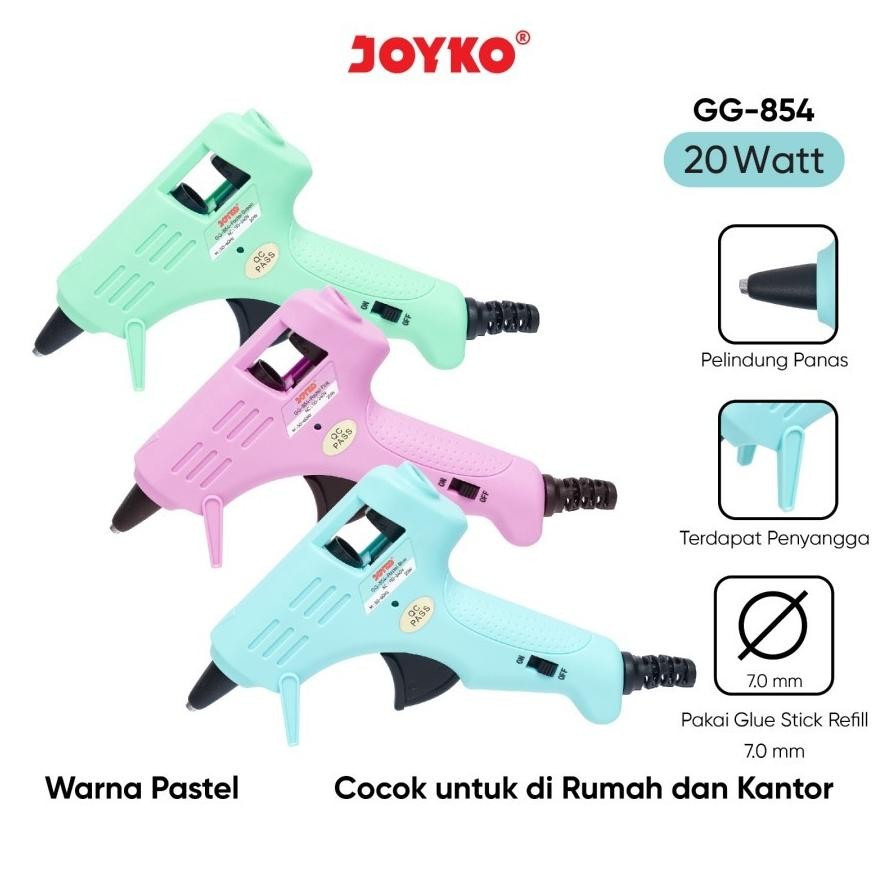 

Glue Gun JOYKO GG-854 PASTEL COLOR / Lem Tembak Serba Guna 20Watt Hot Melt Glue AST