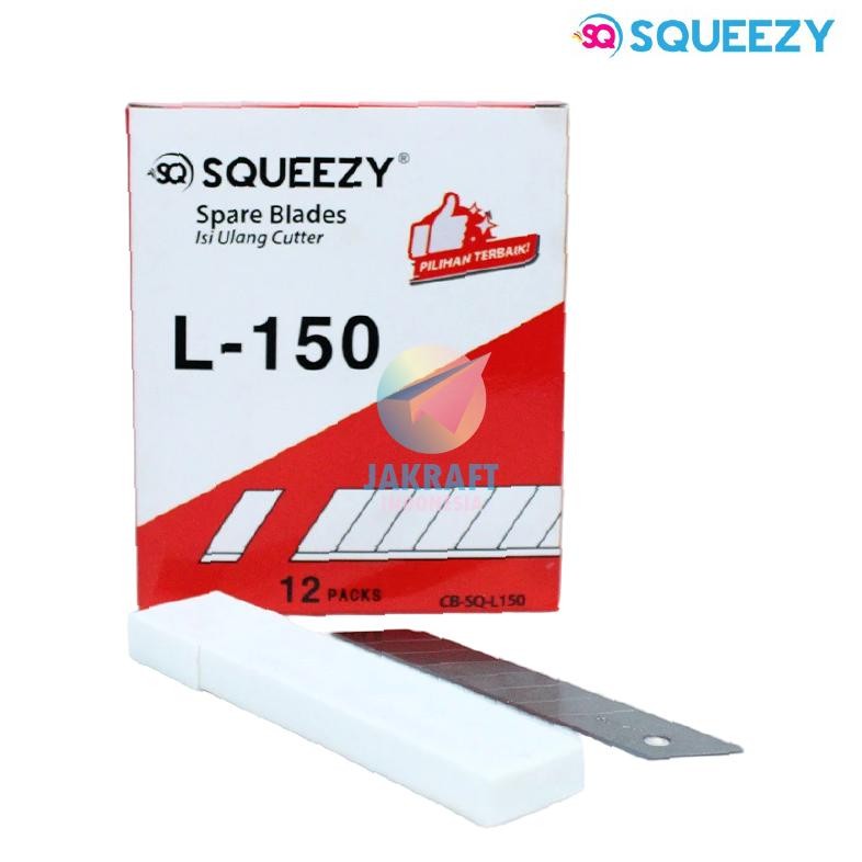 

(60 Pcs) GROSIR SQUEEZY Cutter Blade CB-SQ-L150 Pisau Refill Isi Ulang Segala Macam Cutter Besar Seperti L-500 Murah Tajam | PACK AST