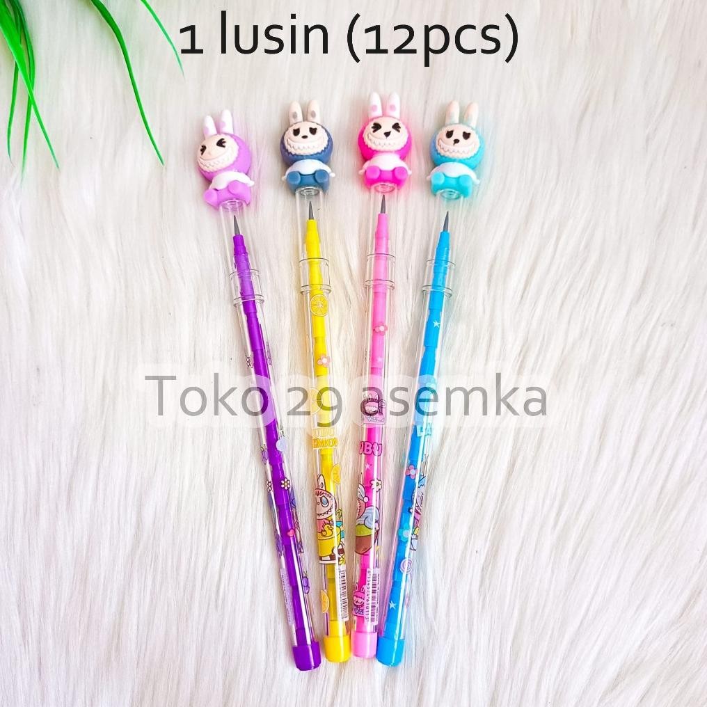 

12PCS SELUSIN PENSIL SUSUN LABUBU BENSIA PELURU REFILL BISA ISI ULANG KARAKTER UNIK MURAH PENCIL ALAT TULIS KANTOR SEKOLAH