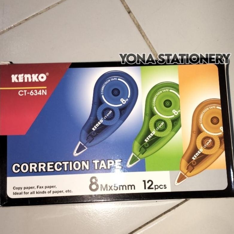 

Tip Ex / Corection Tape Kenko CT-634N (8M x 5mm) | 1 Pak: 12 Pcs | 3 Warna