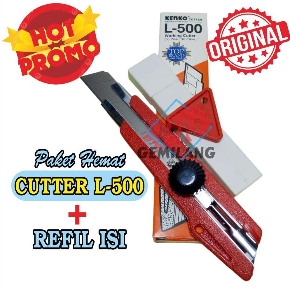 

CUTTER BESAR (18 Mm Blade) KENKO CUTTER KENKO L-500 HARGA PAKET CUTTER + REFIL ISI AST