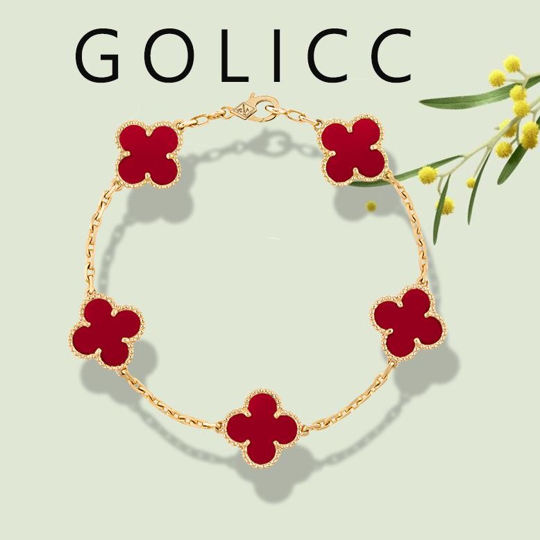 sfI GoLicc - Gelang Wanita, Emas 17K Gelang Wanita Emas Akik, Gelang Semanggi AST