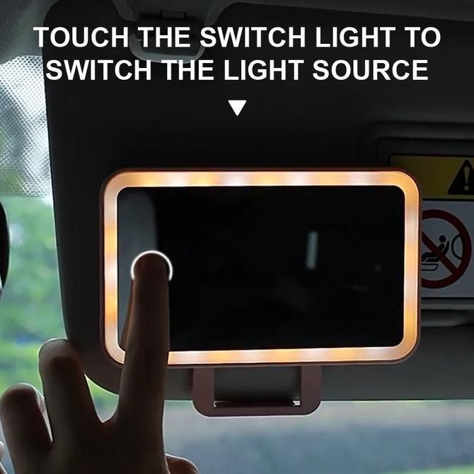 SEAMETAL Cermin Rias LED Mobil Kaca Cermin Rias Pelindung Matahari Mobil Cermin Gantung Cermin Peman