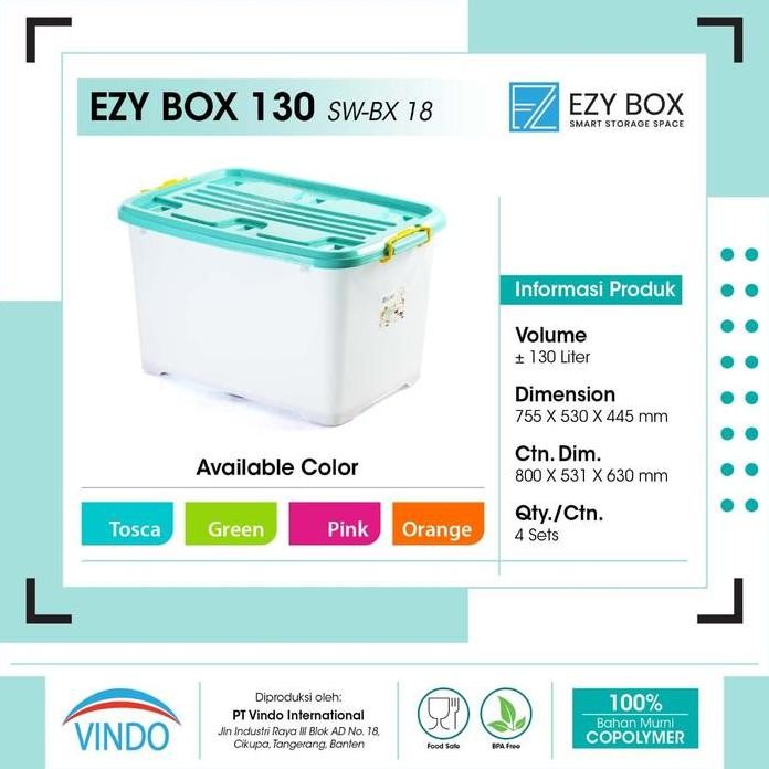 

Terlaris Container Box/Kotak Penyimpanan Ezy 130L Biggy Storage Box Multifungsi