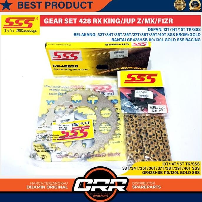 Gear Set SSS Girset 428 Yamaha RX King F1ZR Jupiter Z Vega R Jupiter MX New Force 1 Alfa V88 Ukuran 