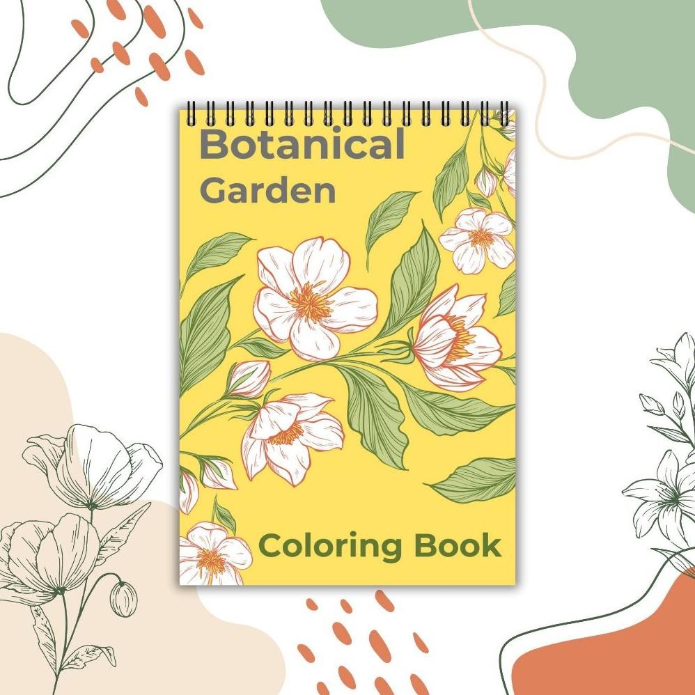 

Botanical Garden Coloring Book / Buku Mewarnai for Antistress untuk Dewasa dan Anak, Tema Bunga AST