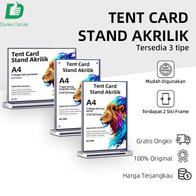 

Tempat Brosur A4 1.5mm Portrait 2 Sisi / Tent Holder / Tent Card Stand Akrilik AST