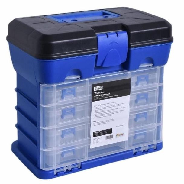 

Terlaris Masterpiece Kotak Perkakas Dengan 4 Organizer/Toll Box Bertingkat-Biru