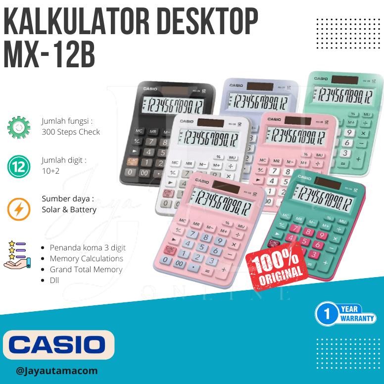 

Casio MX 12B Kalkulator Desktop Kalkulator Mini 12 Digit Original AST