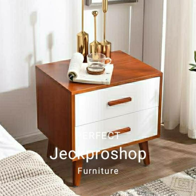 nakas minimalis modern samping tempat tidur serbaguna 2 laci