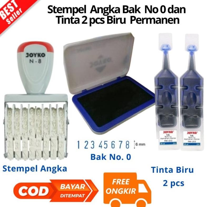 

[N-8] BAYAR DI TEMPAT Paket Stempel 8 Angka Bak Stempel dan Tinta Permanen Nomor Number Stamp N-8 JOYKO Artline Pyramid - N-8/PCS untuk plastik kertas dll AST