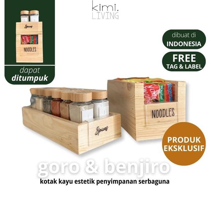

Terlaris Kimi Living - Goro & Benjiro Kotak Penyimpanan Serbaguna Bisa Ditumpuk / Stackable Wooden Storage Box / Wadah Multifungsi / Organizer Lemari Dapur Tempat Bumbu Made In Indonesia