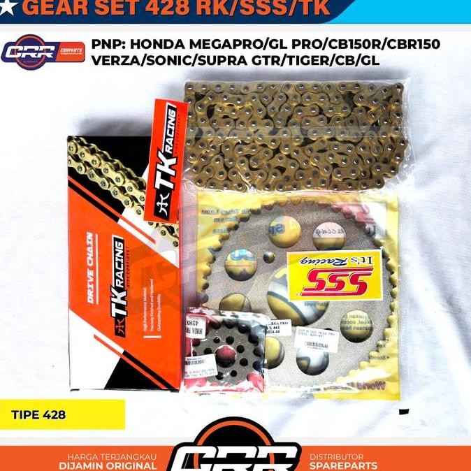 Gear Set Gir Satu Paket 428 SSS Honda Megapro Ukuran 36T 37T 38T 39T 40T 41T 42T 43T 44T 45T PNP GL 