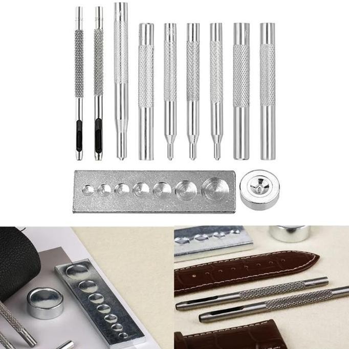 

Terlaris COD 11Pcs/Set Alat Pasang Kancing Snap besi Alat Ukir / Stempel Kulit Untuk Kerajinan Tangan - DIY Leather Craft - Alat Kerajinan Kulit - Pembolong Dan Matras Alas Getok Ketok Manual Snap Button SALE