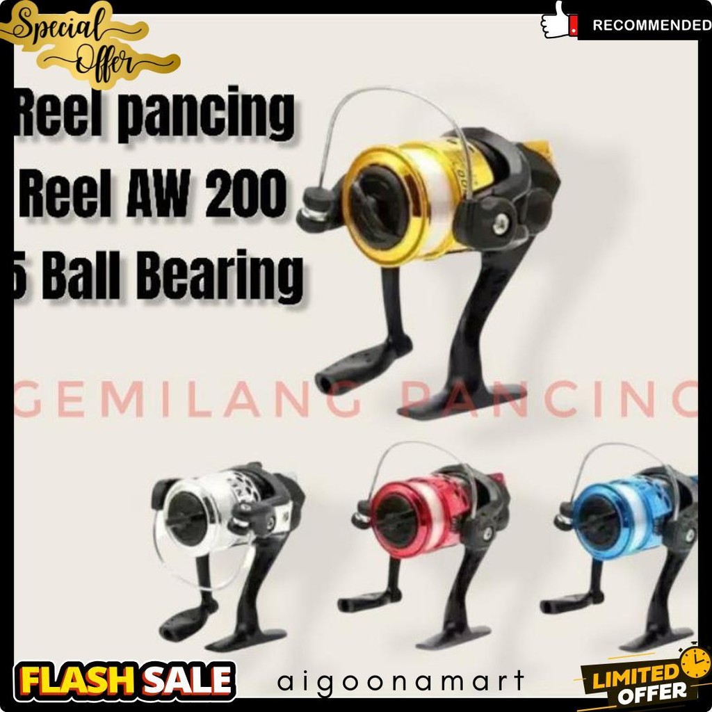 Reel Pancing / Reel Audrey Aw200 5 Bearing Senar Terpasang Terlaris Produk Ini Banyak Dicari