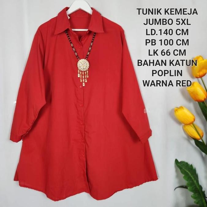 Tunik Kemja Jumbo Wanita Ld 140 Cm Warna Merah Putih Koleksi Agustusan galh