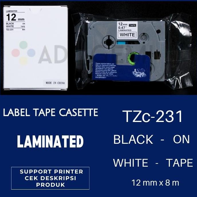 

Compatible Label Tape Brother Tzc-231 Black On White 12Mm New Stok