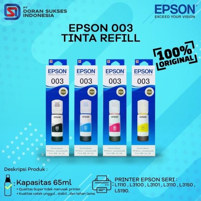 Promo Tinta Epson 003 Original Refill Ink Printer L3110 L3150 L 3110 L 3150