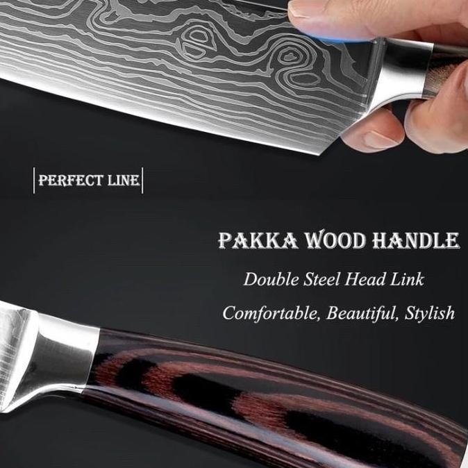 Xituo Pisau Dapur Set Chef Damascus Pattern Pisau Daging