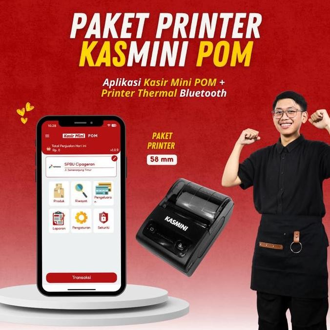 Paket Cetak Struk Spbu + Printer Bt Portable - Kasmini Pom New Stok