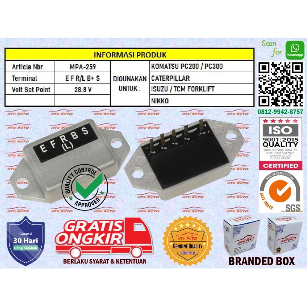 IC ALTERNATOR KOMATSU PC200 PC300 CATERPILLAR ISUZU TCM FORKLIFT NIKKO