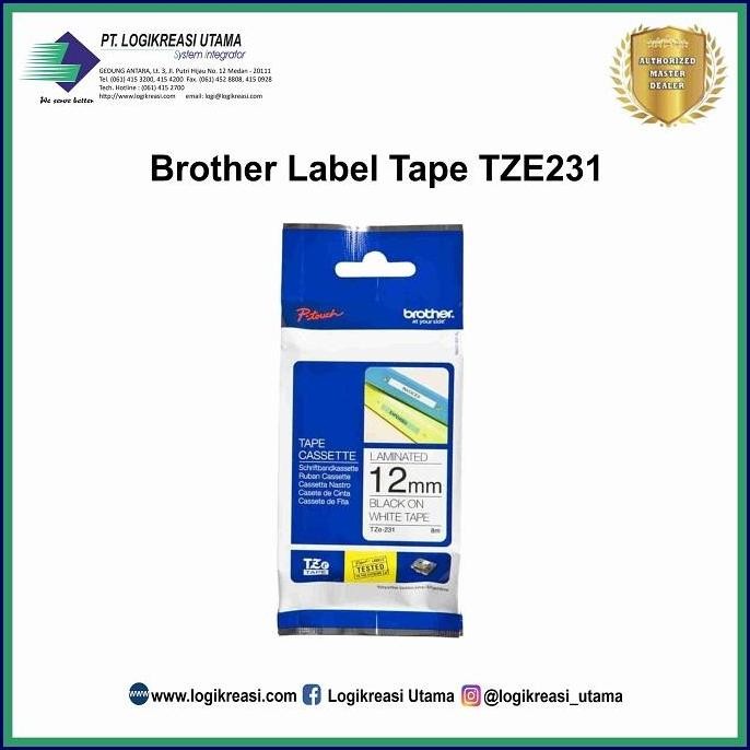 

Label Tape Brother Ptouch Tze-231 12Mm Black On White New Stok