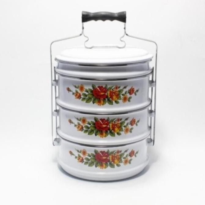 Rantang Enamel Jumbo Rantang Enamel 24Cm Susun 3,5 Maspion Ori