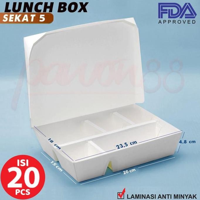 Paper Lunch Box Sekat 5 - Lunch Box Paper Sekat 5 - ( 20 Pcs )