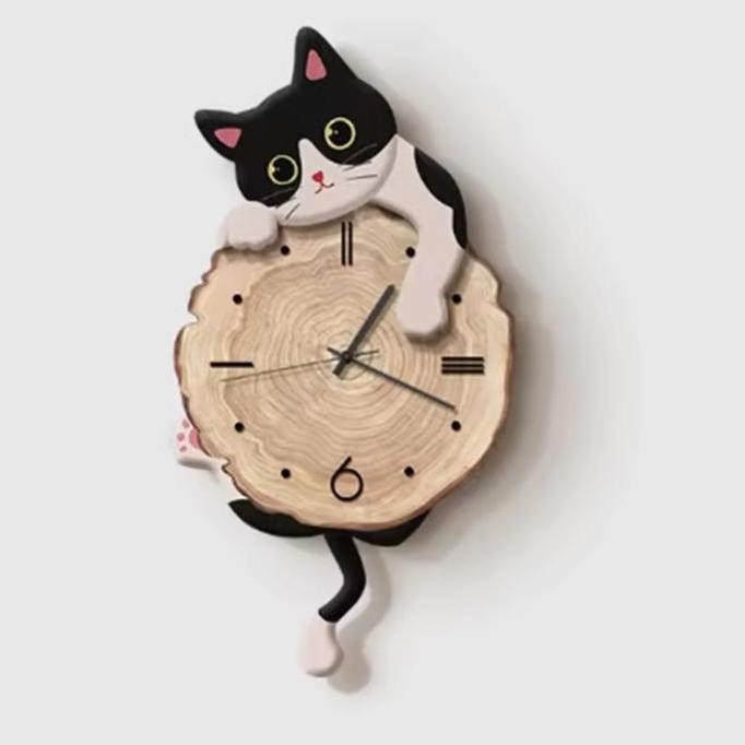 (Allthebest) (pre order) jam dinding kucing ekor goyang