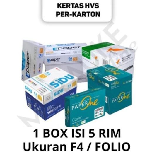 

NEW Kertas HVS F4 / Folio 70 75 gsm PER-KARTON (1 KARTON / DUS isi 5 RIM) - SIDU Paperone PP Lite Bmo Aone Maxi Brite Natural Kertas Fotocopy Folio 1 BOX