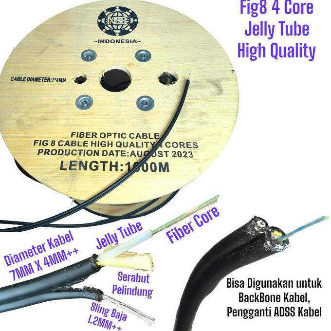 TERBARU - kabel fo 4 core fig 8 NS2 high quality 1km / dropcore fig8 4 core