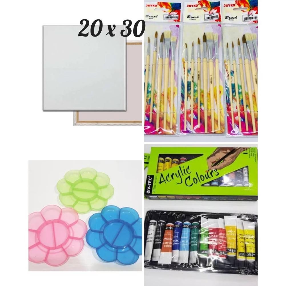 

Paket Kanvas Lukis (kanvas 20x30,kuas,palet,cat akrilik) AST