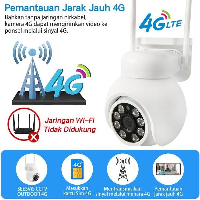 Tersedia SEESViS Smart IP Kamera 4G Sim Card CCTV Outdoor Waterproof 2MP Full HD Kartu Sim 4G Kamera