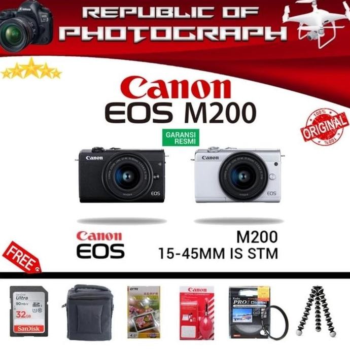 Tersedia CANON EOS M200 KIT 15-45MM IS STM / KAMERA MIRRORLESS CANON EOS M200