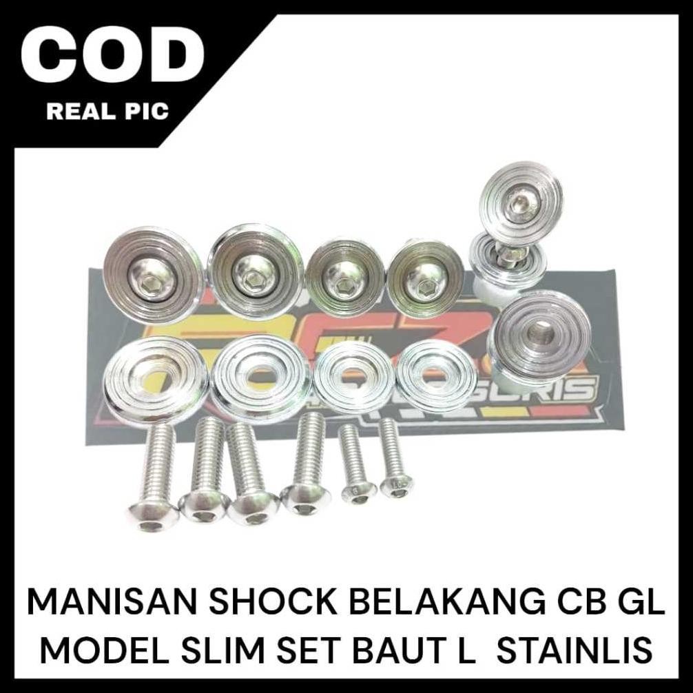 Pemanis Ring Shock Begel Jok Belakang CB GL BAUT L STAINLES Manisan Ring Baut Shock Slebor CB GL Set