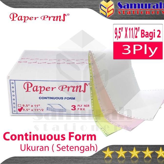 

BEBAS ONGKIR - Kertas Continuous Form Paper Prins 9,5 x 11" ( Full ) Atau 9,5 x 11/2 " ( Bagi 2 ) K3 Ply NCR PRS / Kertas Komputer Karbon PaperPrins Rangkap 3 Warna / CF Paperpryns 3 Ply Carbonize