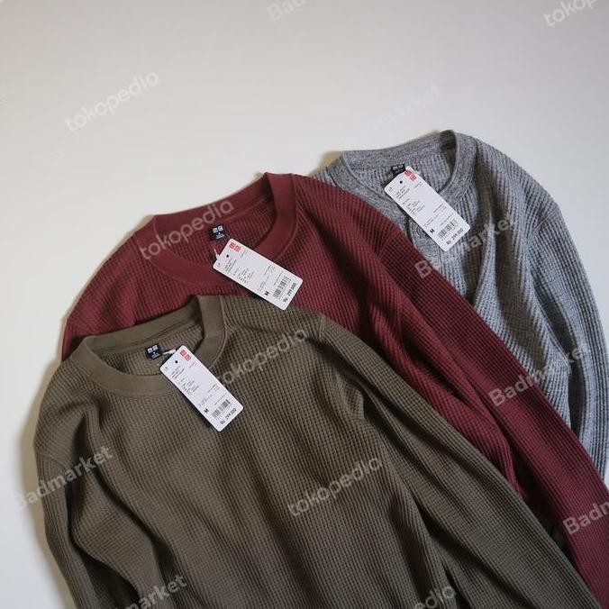 Sale Uniqlo Longsleeve Waffle Tee Original/ Kaos Waffle Uniqlo Ori (Best Quality)