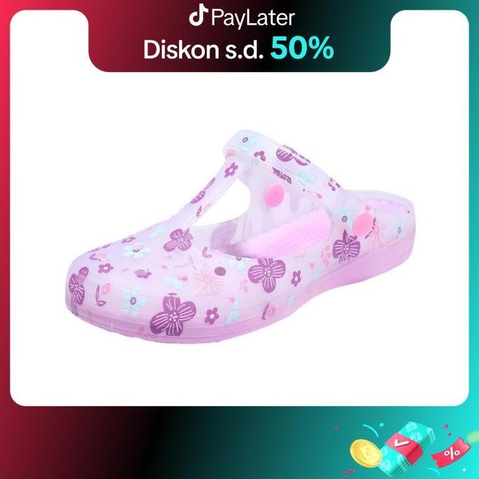 Tersedia VEBLEN Sendal Sepatu Motif Bunga Bahan Jelly Bening Transparan Coklat Karet Pink Sandal Ter