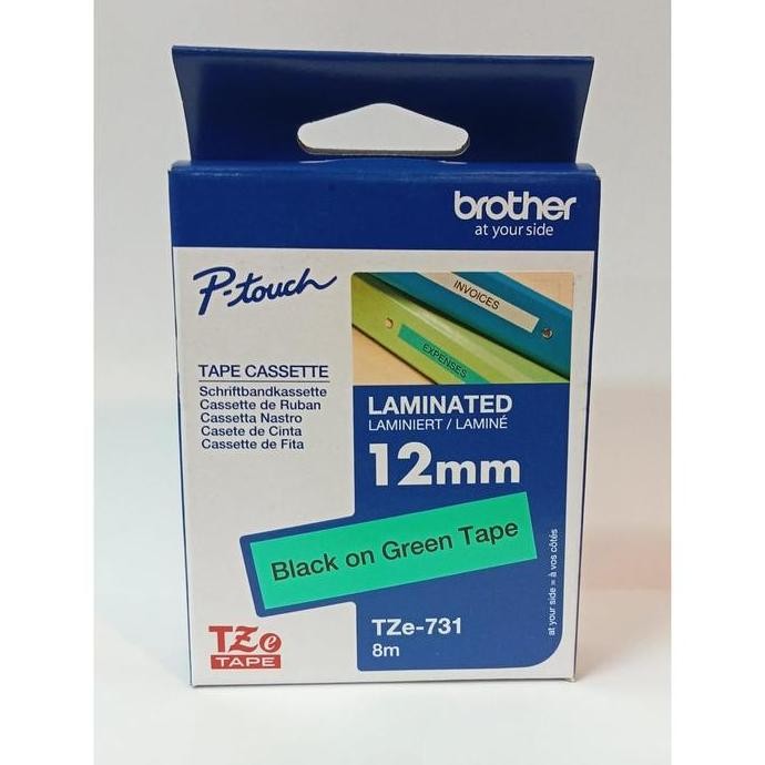 

Brother Label Tape Tze-731 12Mm Black On Green / Tze 731 Label Print New Stok