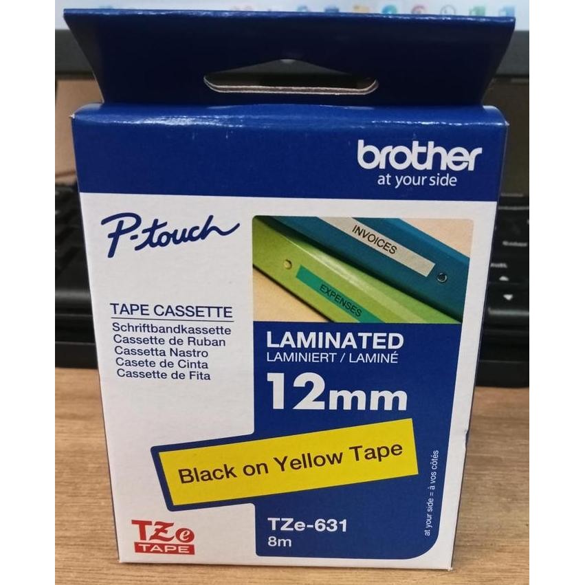 

Brother Label Tape Tze-631 12Mm Black On Yellow Tze 631 - Label Print New Stok