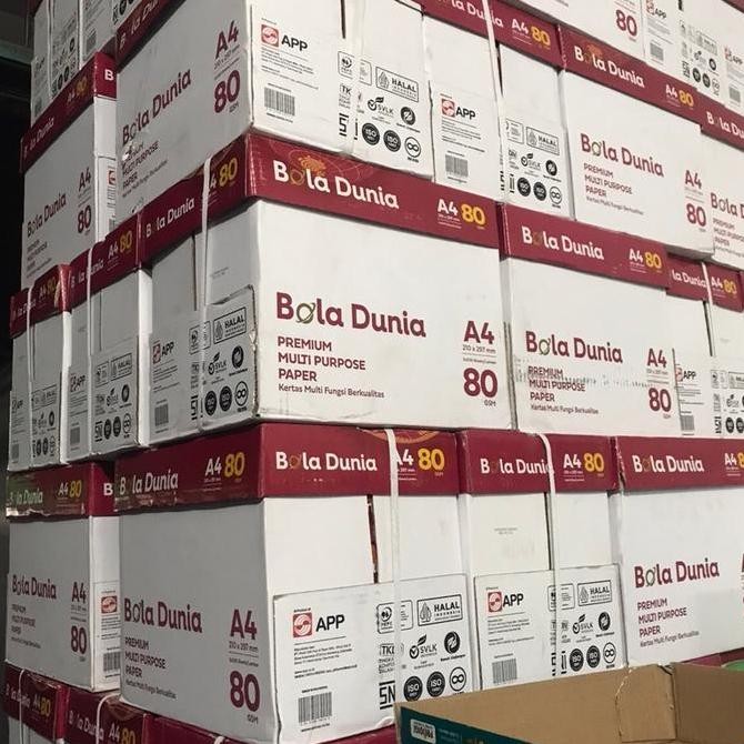 

KERTAS HVS A4 / F4 80 gram BOLA DUNIA ( 1 box isi 5 rim) Paper Stationery